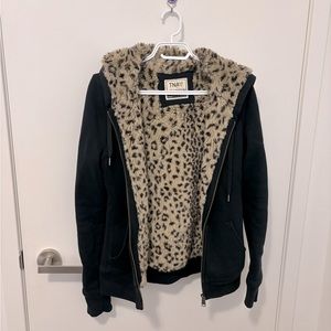 TNA faux leopard fur zipup jacket